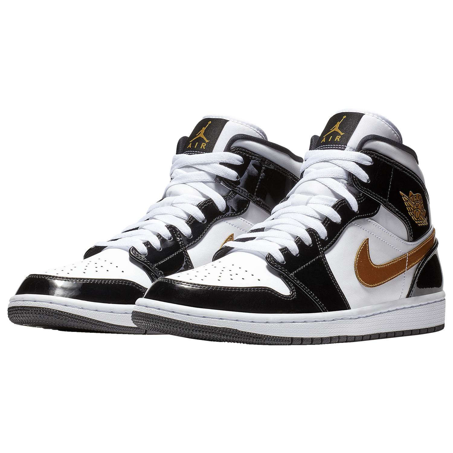 Jordan AJ 1 Mid SE - Men's - Metallic Gold/White/Black