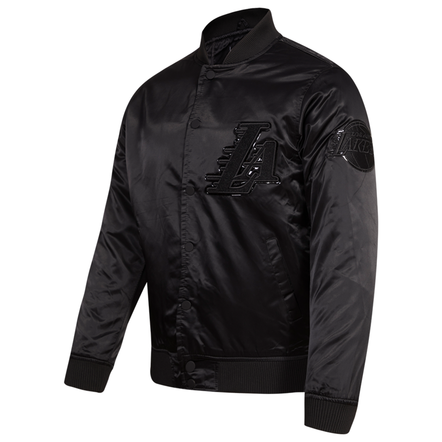 Pro Standard Lakers Big Logo Satin Jacket - Men's - Triple Black