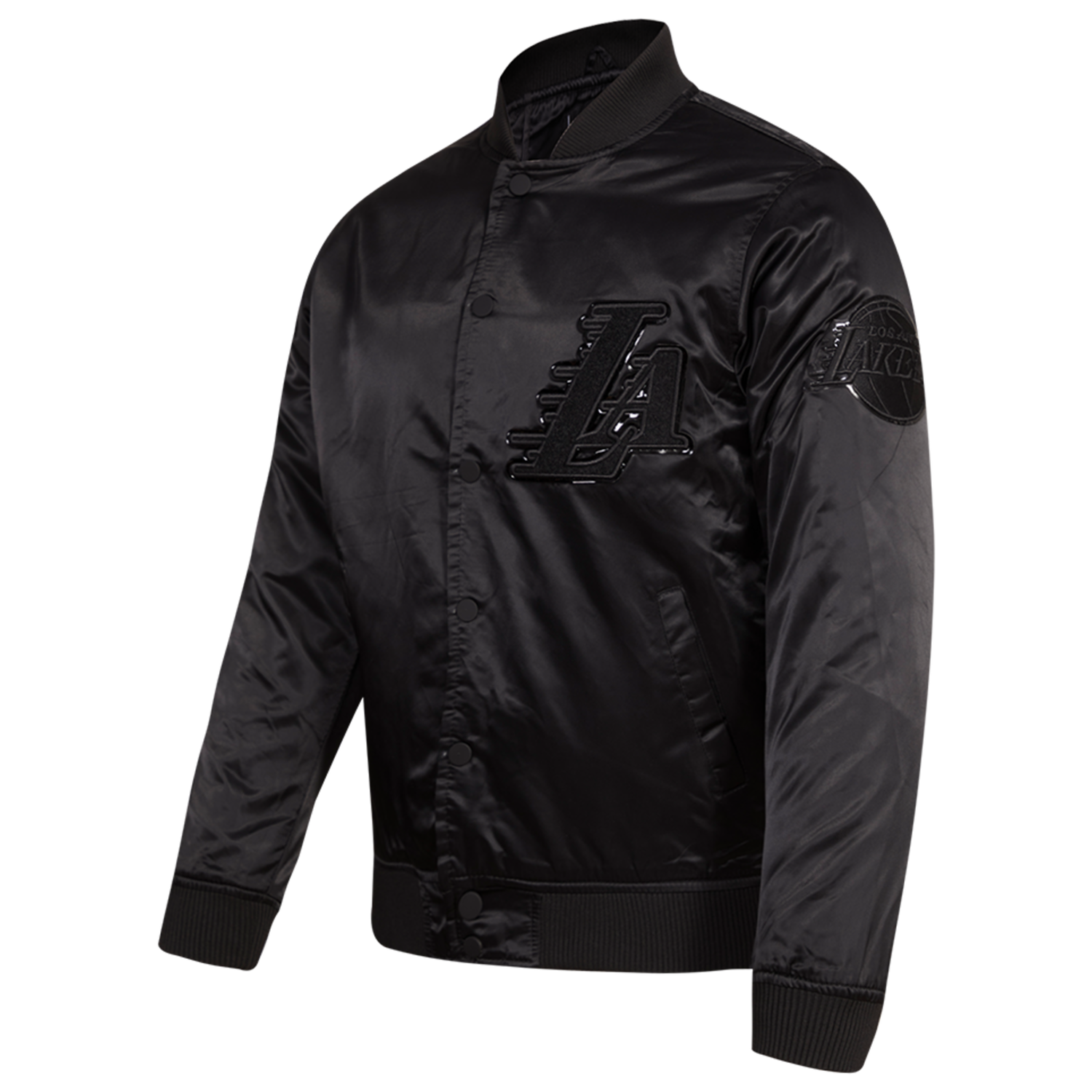 Pro Standard Lakers Big Logo Satin Jacket - Men's - Triple Black