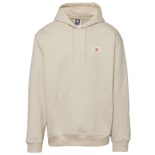 New Balance Essential Woven Label Pullover Hoodie - Men's - Timberwolf/Black/Red