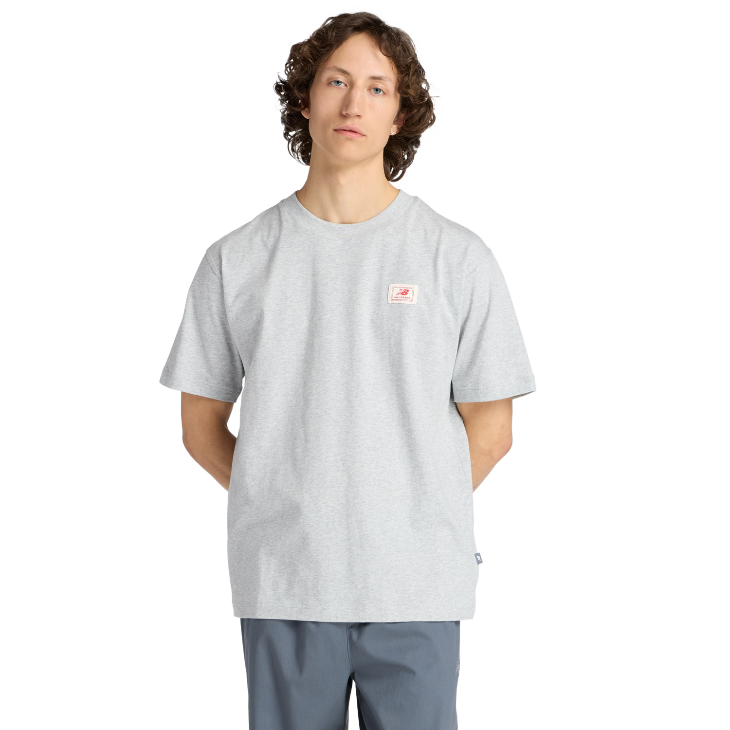New Balance Woven Label T-Shirt - Men's - White/Red/Athletic Grey