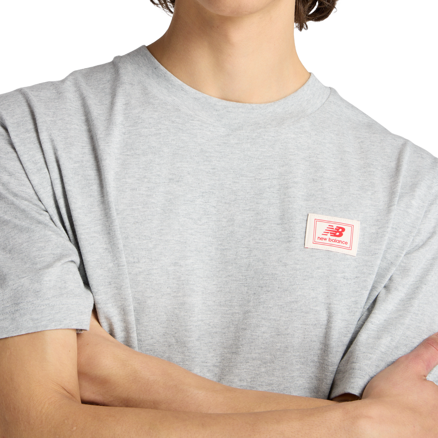 New Balance Woven Label T-Shirt - Men's - White/Red/Athletic Grey