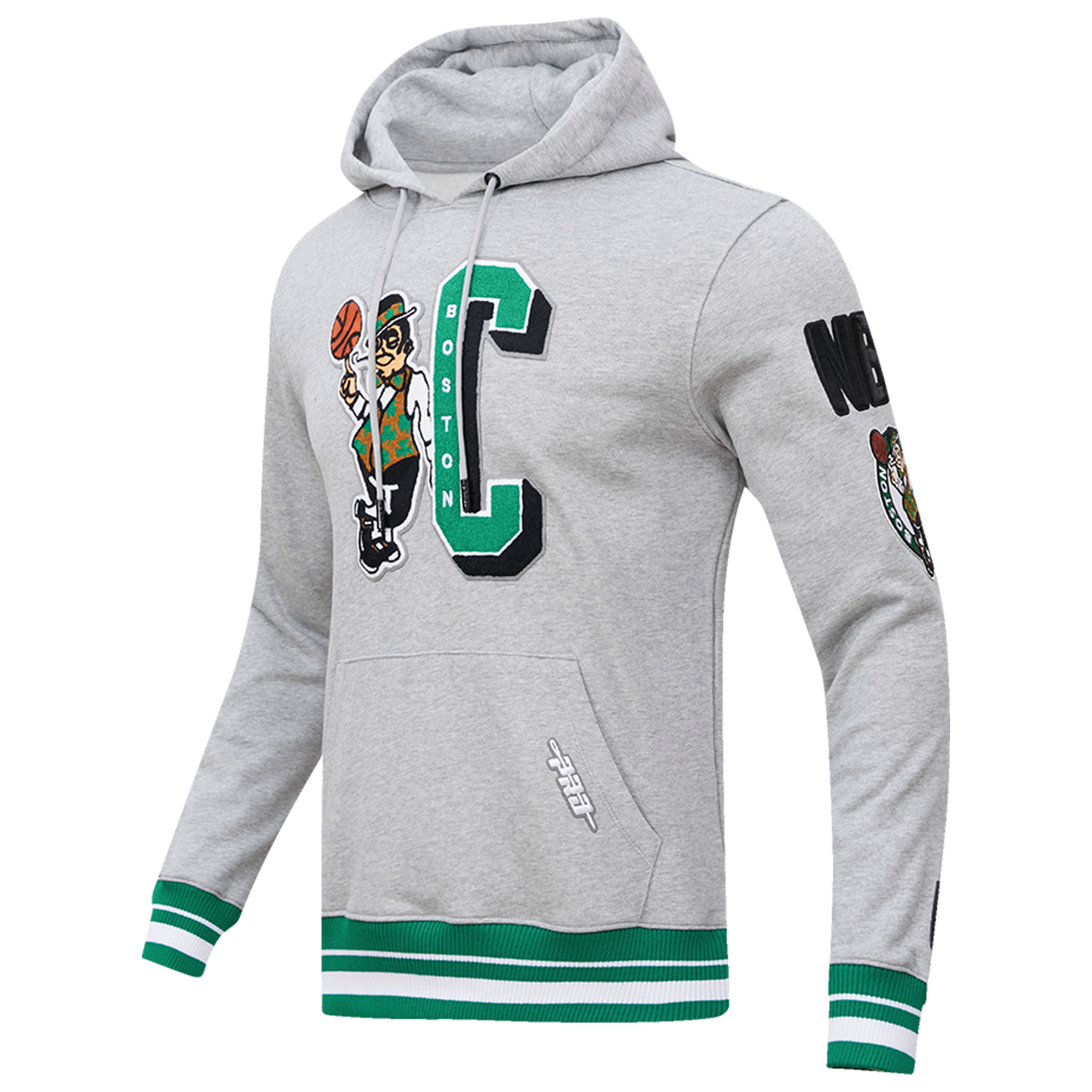 Pro Standard CELTICS MASH UP RIB FLC PO HOODIE - Men's - Heather Grey/Green
