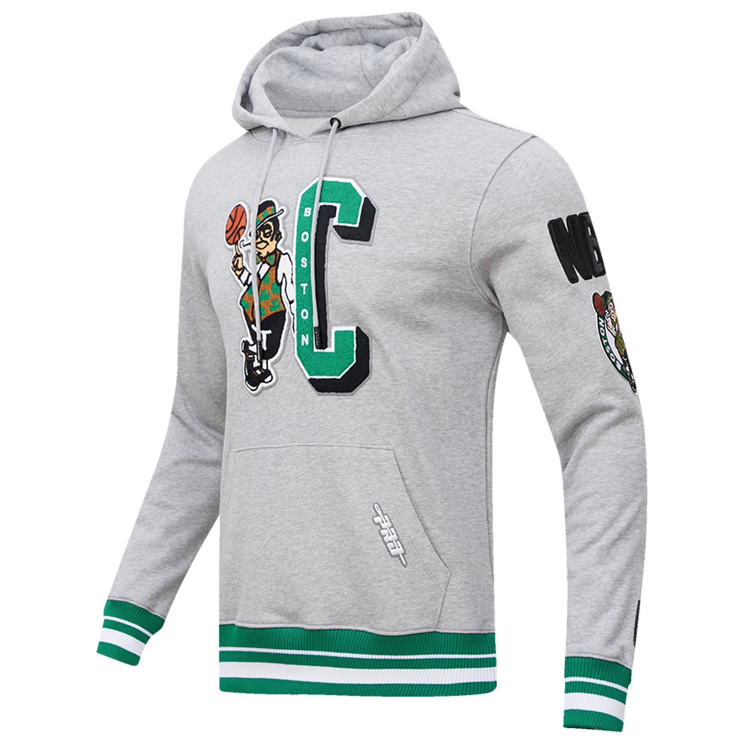 Pro Standard CELTICS MASH UP RIB FLC PO HOODIE - Men's - Heather Grey/Green