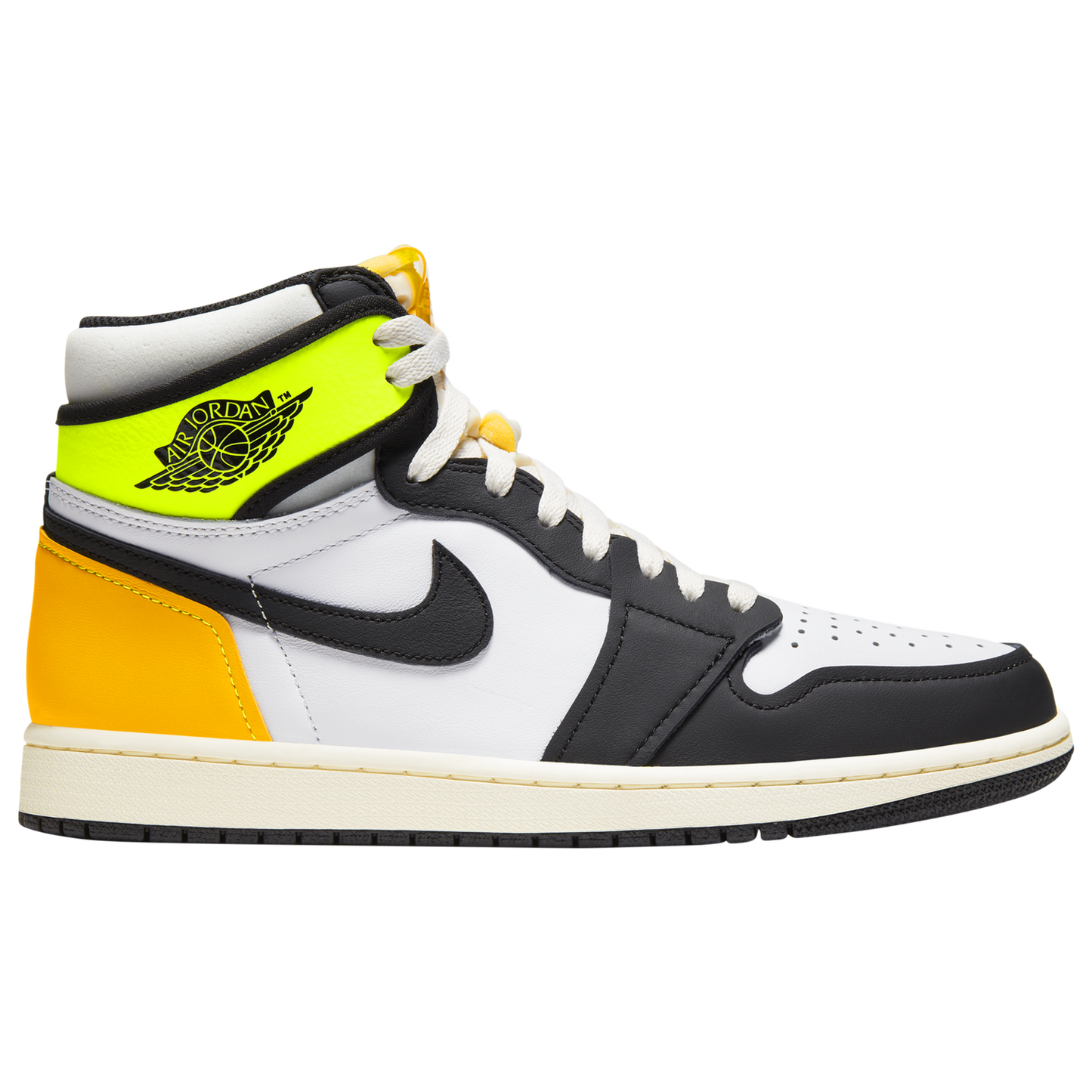 Jordan Retro 1 High OG - Men's - White/Black/Volt