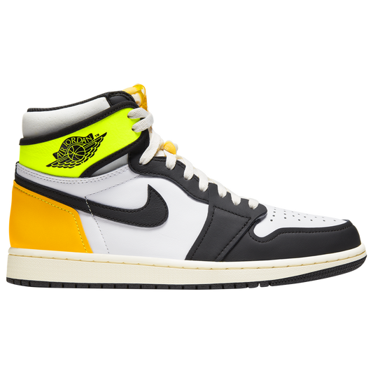 Jordan Retro 1 High OG - Men's - White/Black/Volt