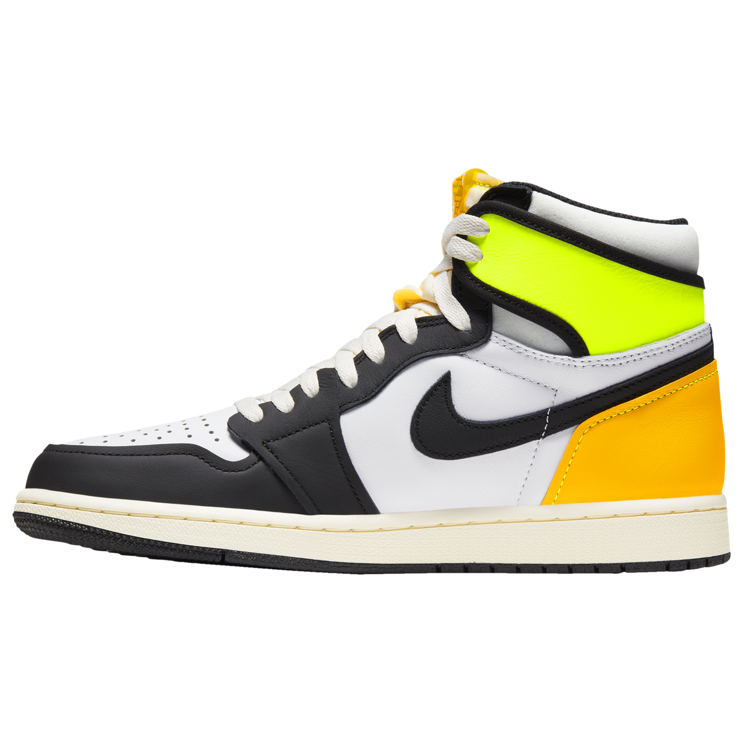 Jordan Retro 1 High OG - Men's - White/Black/Volt