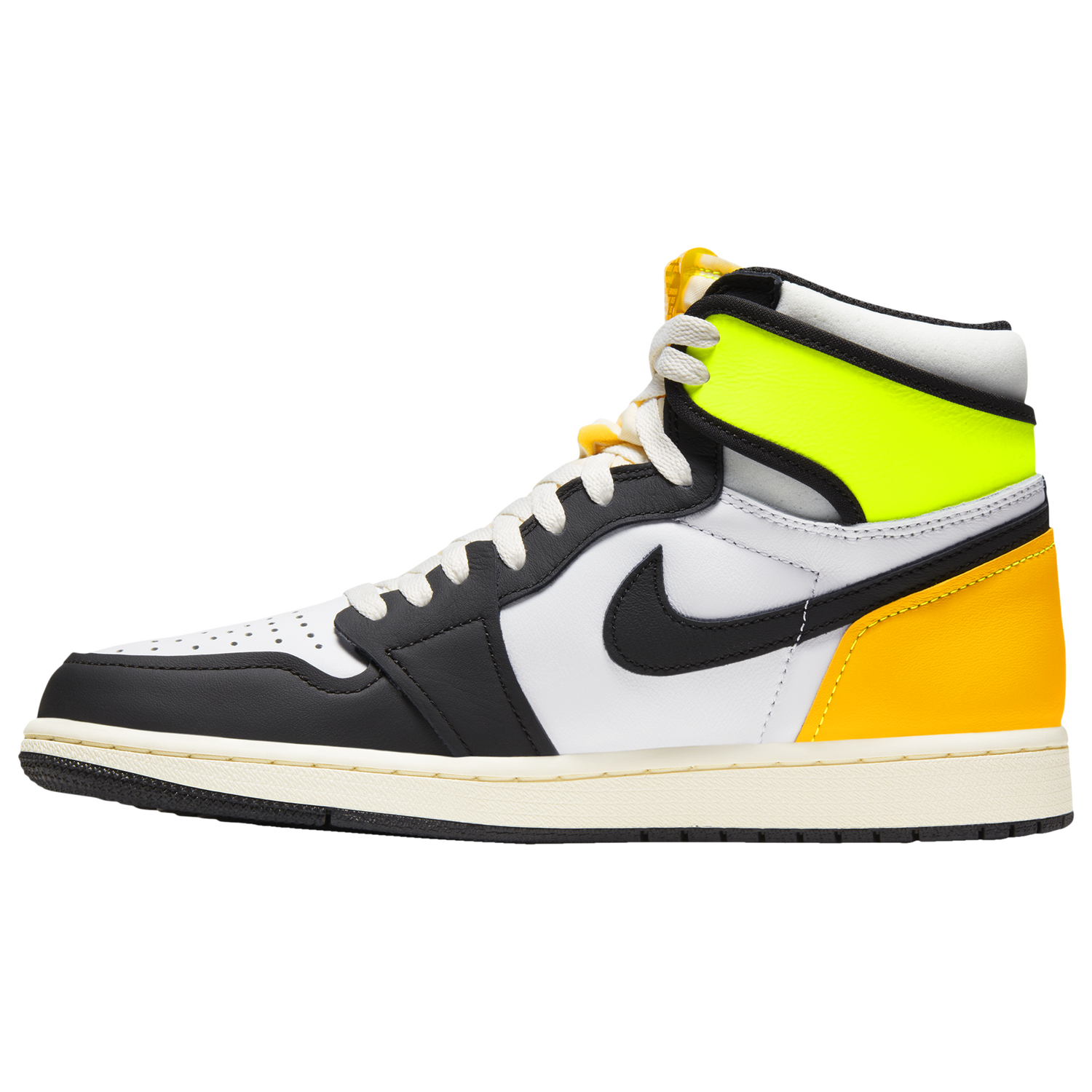 Jordan Retro 1 High OG - Men's - White/Black/Volt
