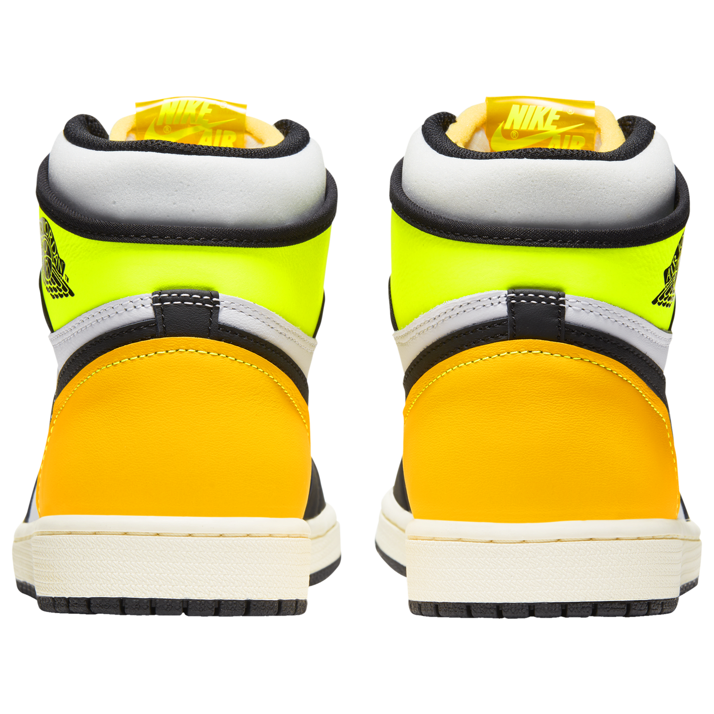 Jordan Retro 1 High OG - Men's - White/Black/Volt