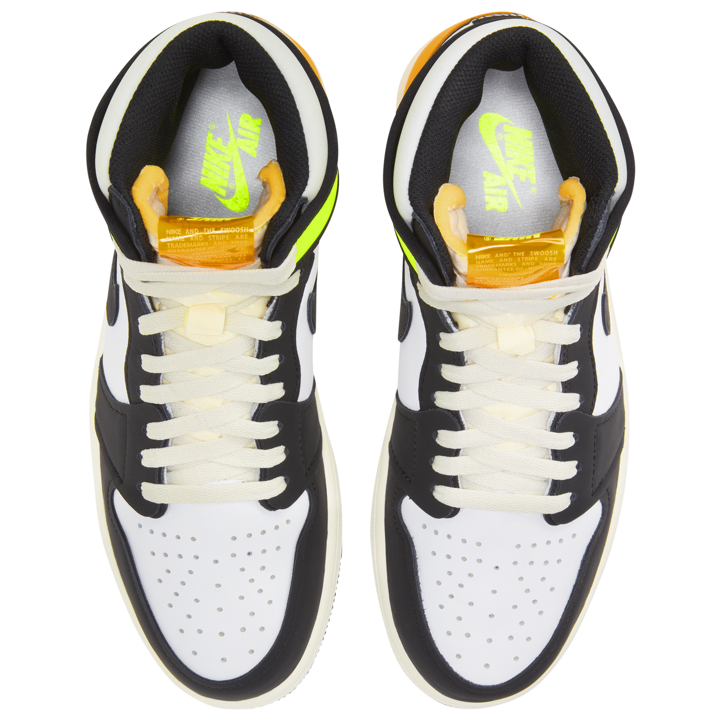Jordan Retro 1 High OG - Men's - White/Black/Volt