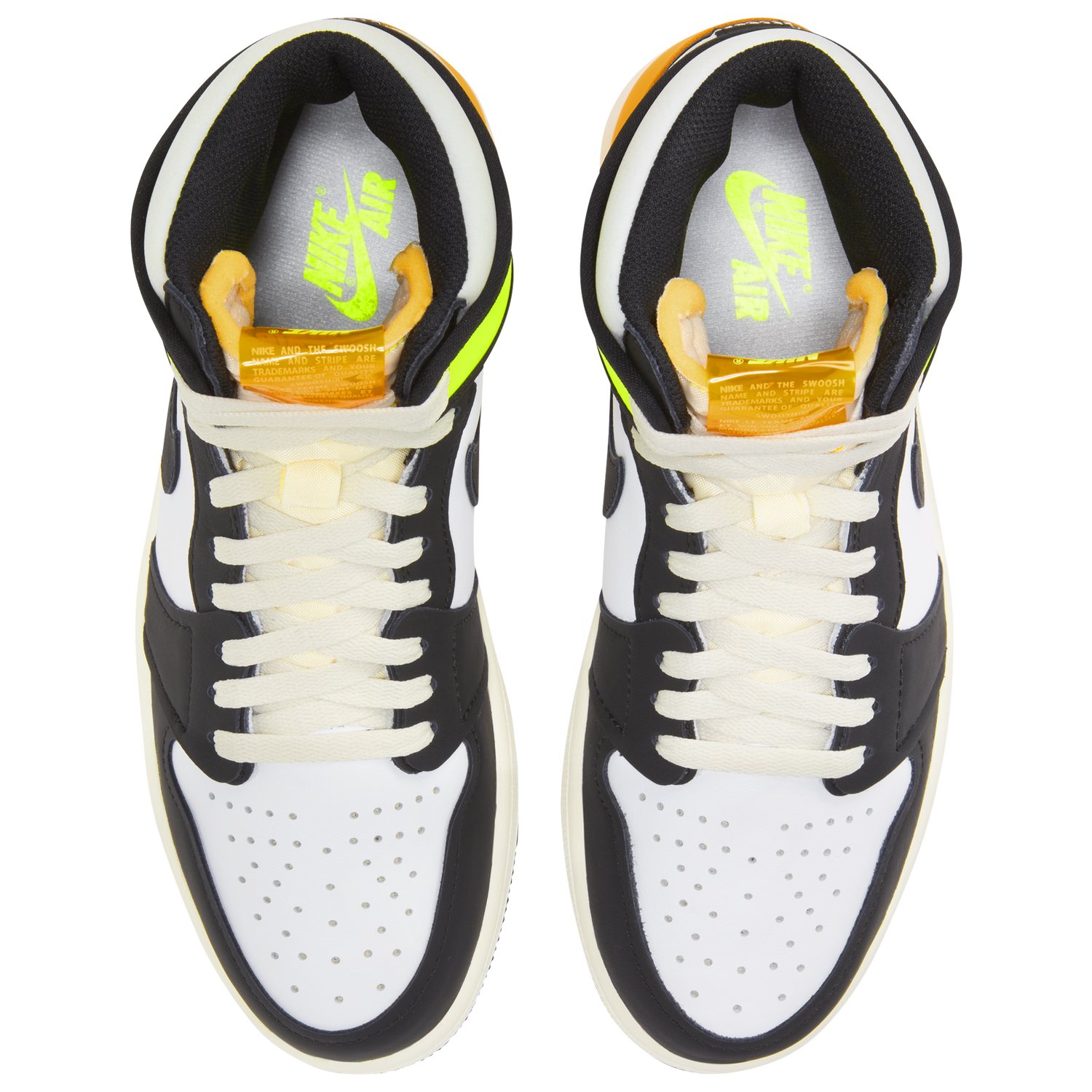 Jordan Retro 1 High OG - Men's - White/Black/Volt