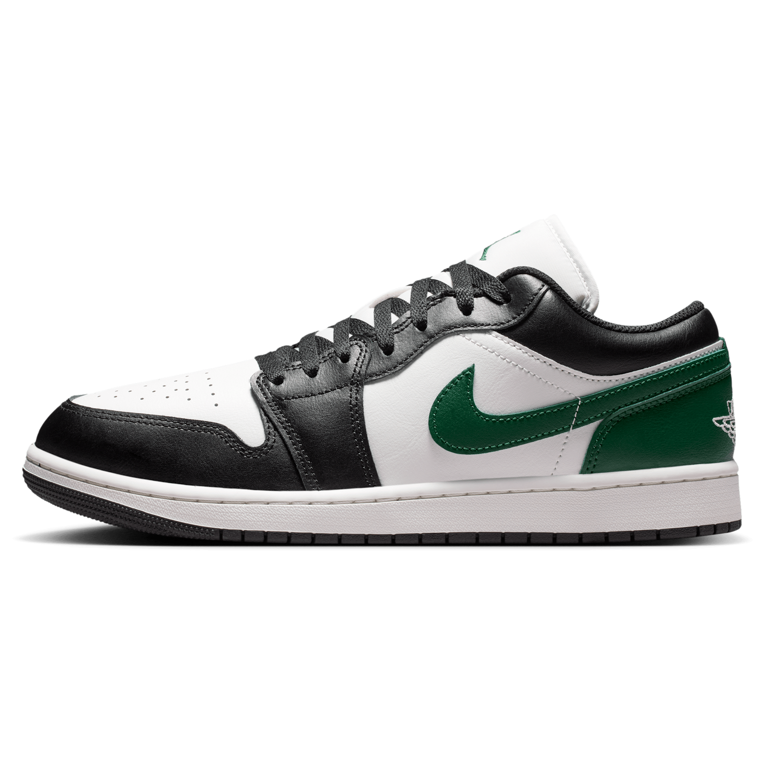 Jordan AJ 1 Low - Men's - Summit White/Black/Gorge Green