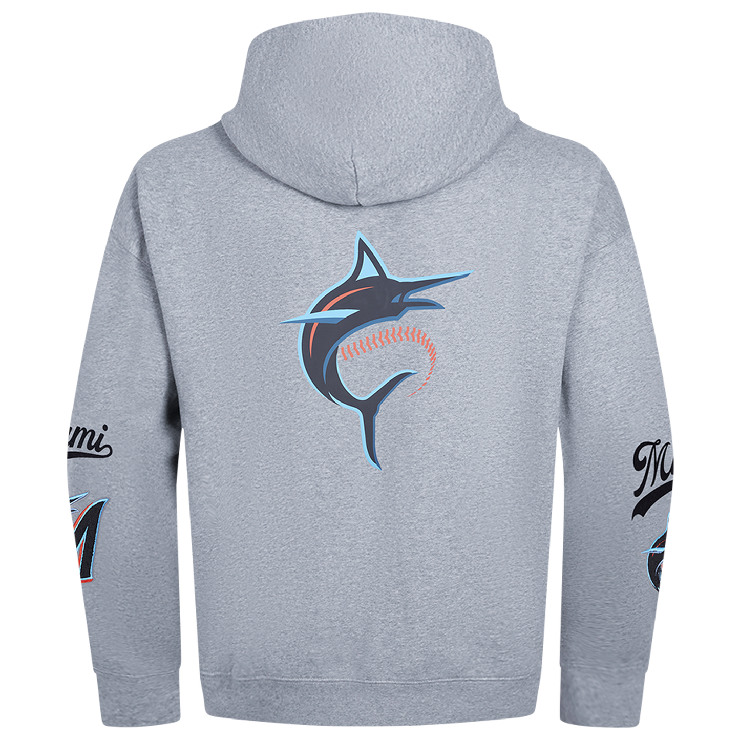 Pro Standard Marlins Living Large Drop Shoulder PO Hoodie - Men's - Black/Blue/Gray