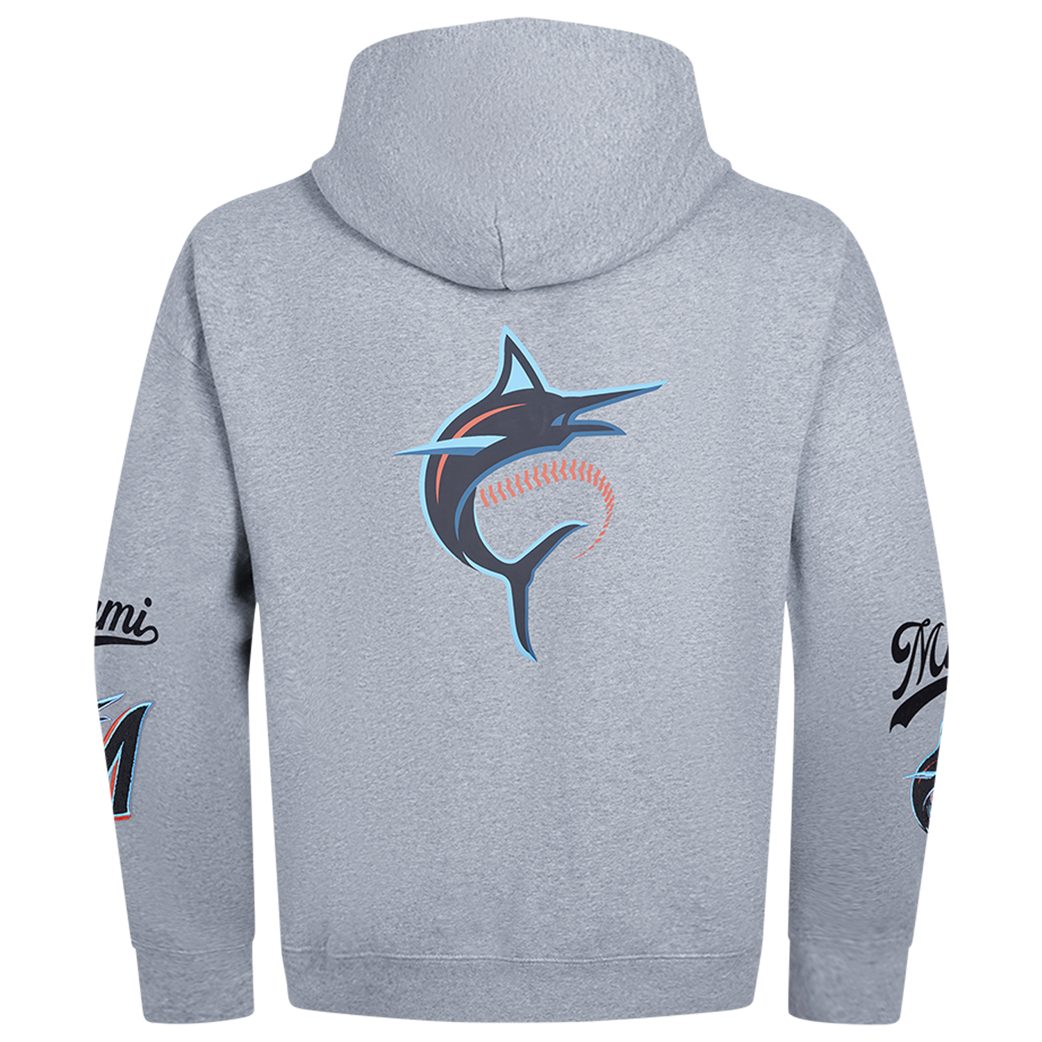 Pro Standard Marlins Living Large Drop Shoulder PO Hoodie - Men's - Black/Blue/Gray