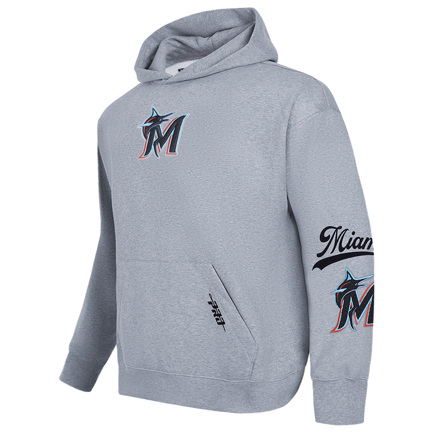 Pro Standard Marlins Living Large Drop Shoulder PO Hoodie - Men's - Black/Blue/Gray