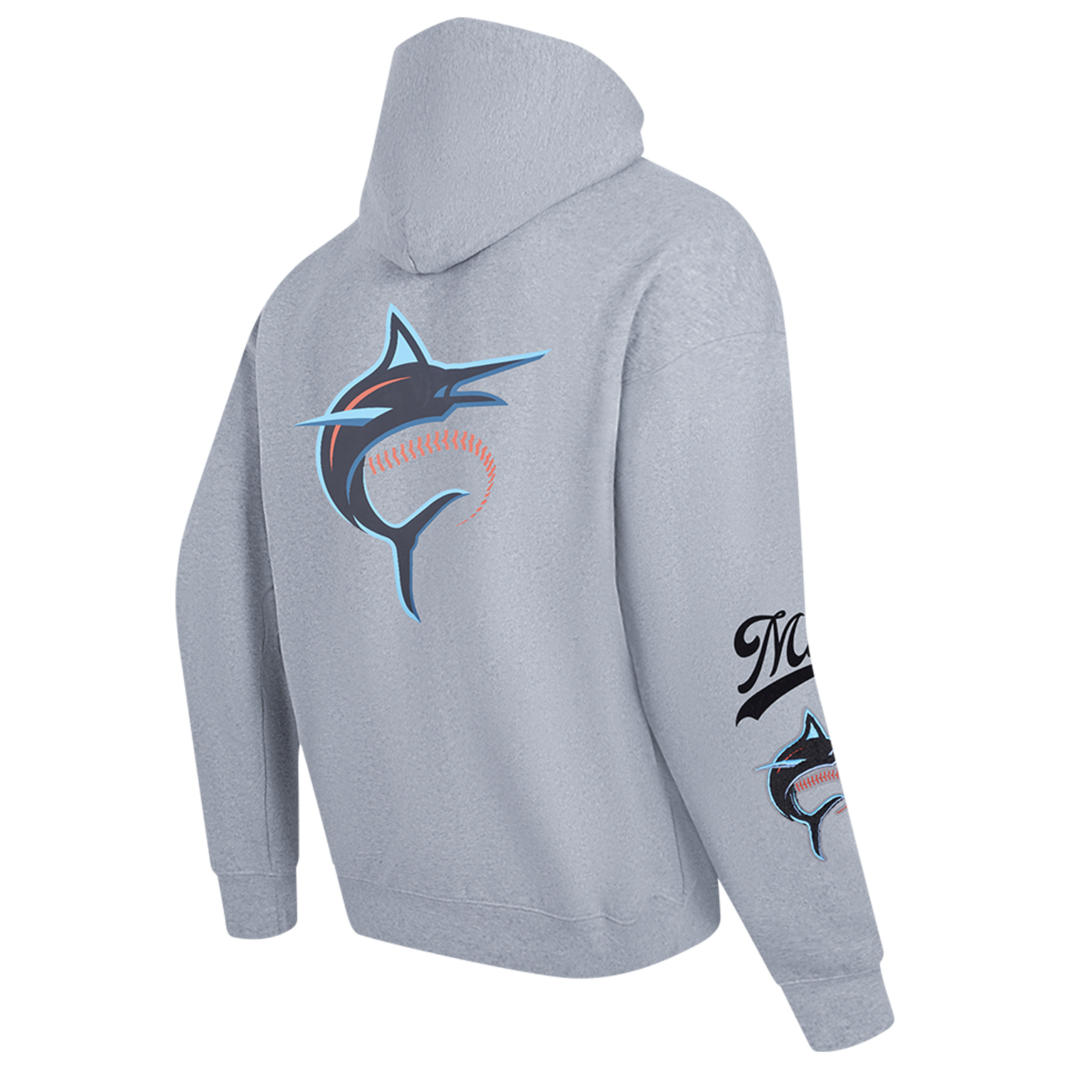 Pro Standard Marlins Living Large Drop Shoulder PO Hoodie - Men's - Black/Blue/Gray