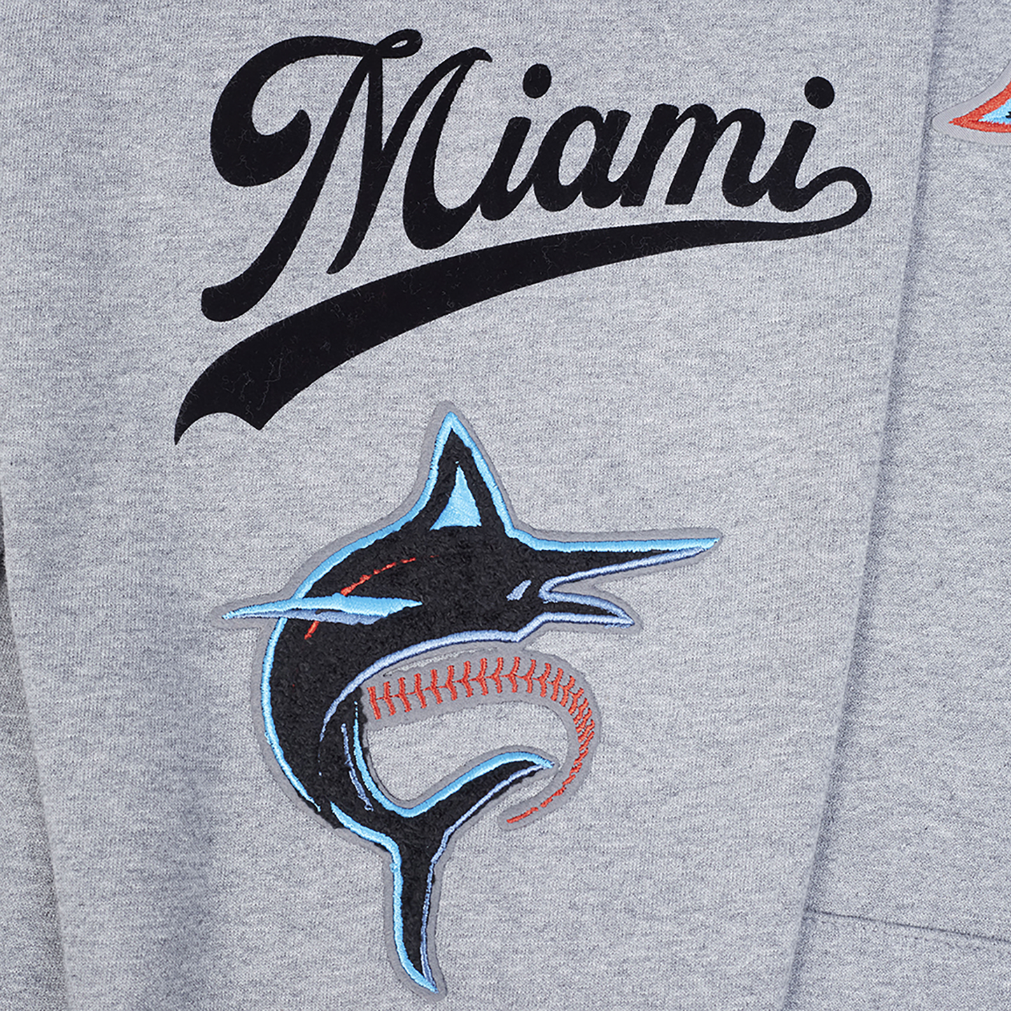 Pro Standard Marlins Living Large Drop Shoulder PO Hoodie - Men's - Black/Blue/Gray