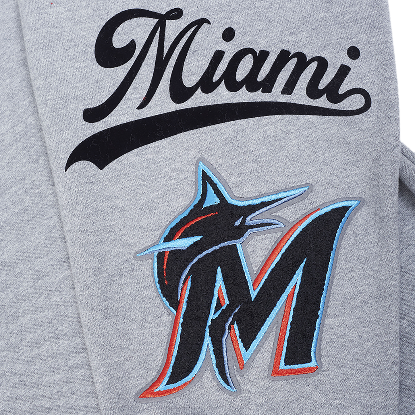 Pro Standard Marlins Living Large Drop Shoulder PO Hoodie - Men's - Black/Blue/Gray
