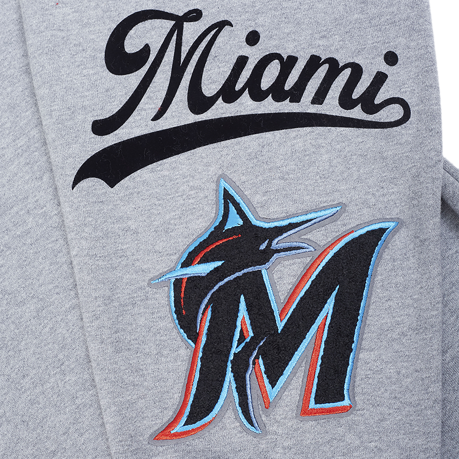 Pro Standard Marlins Living Large Drop Shoulder PO Hoodie - Men's - Black/Blue/Gray