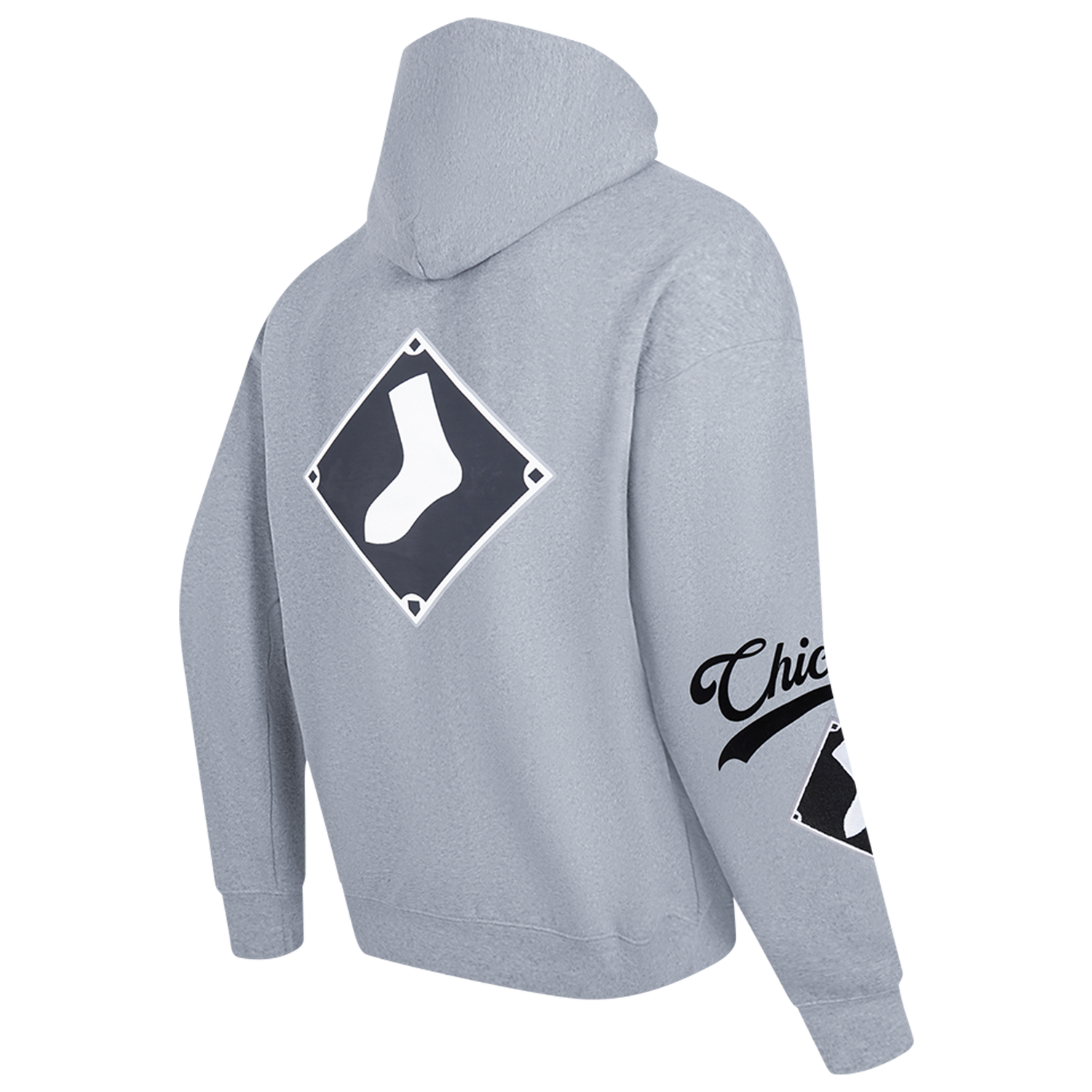 Pro Standard White Sox Living Large Drop Shoulder PO Hoodie - Men's - Gray/Black/White