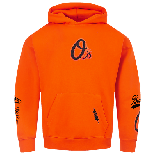 Pro Standard Orioles Living Large Drop Shoulder PO Hoodie - Men's - Orange/Black