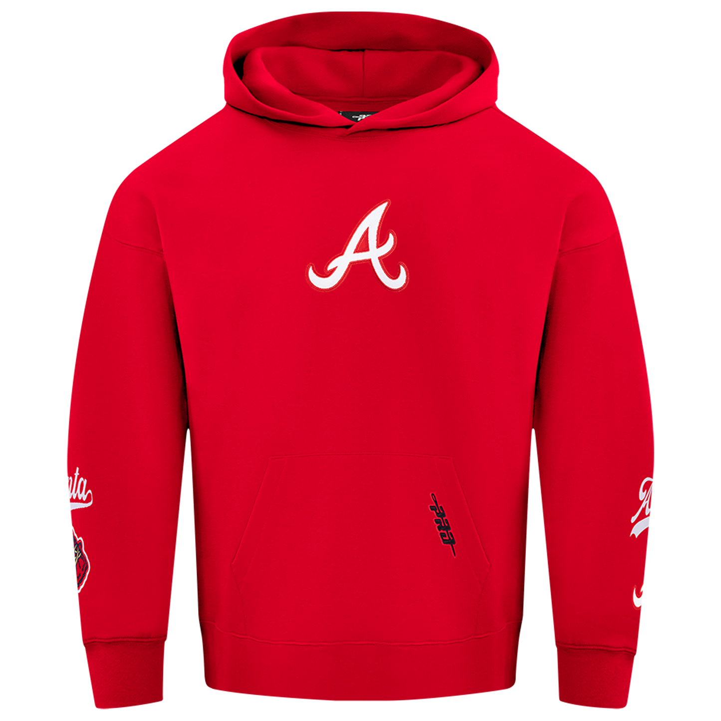 Pro Standard Braves Living Large Drop Shoulder PO Hoodie - Men's - Red/White