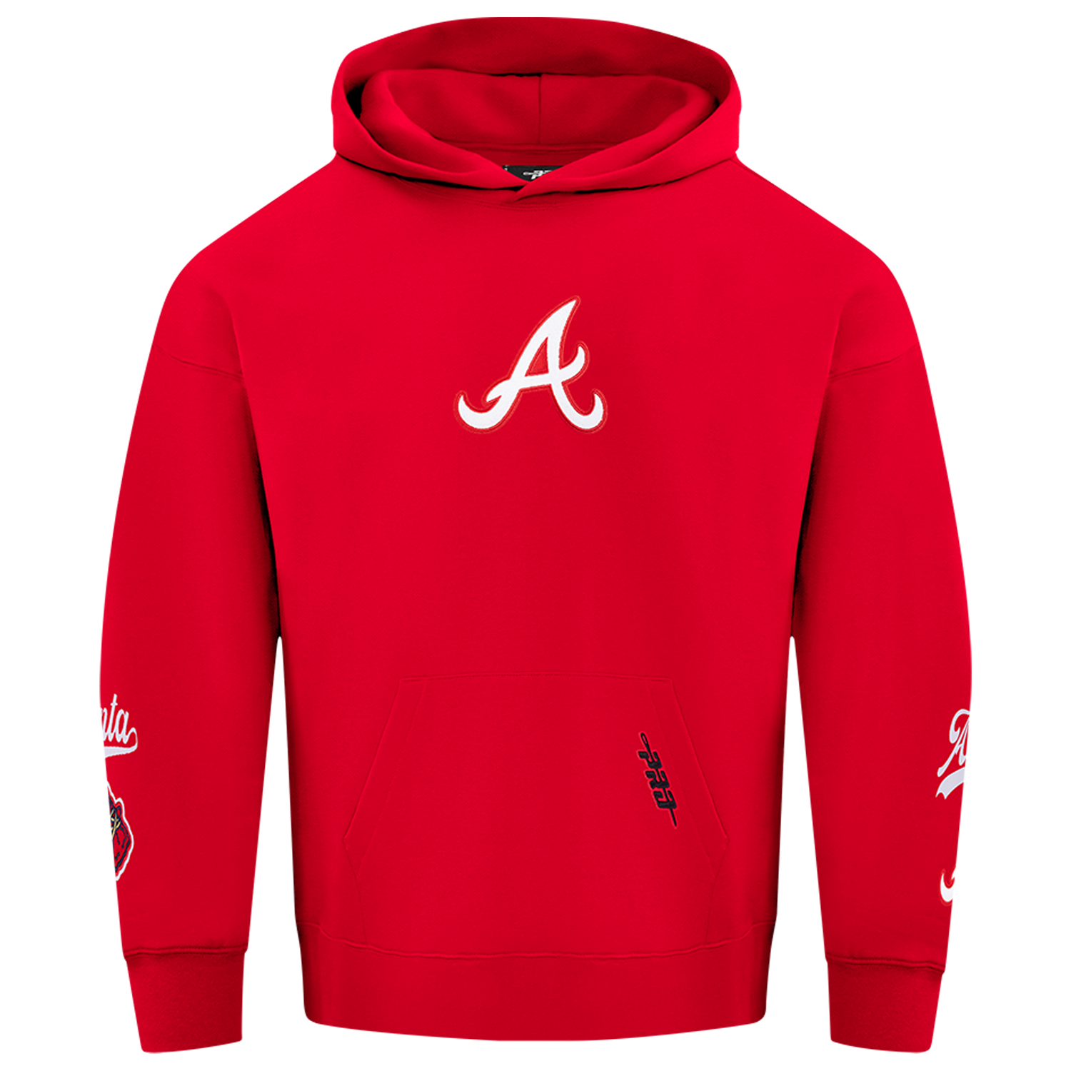 Pro Standard Braves Living Large Drop Shoulder PO Hoodie - Men's - Red/White
