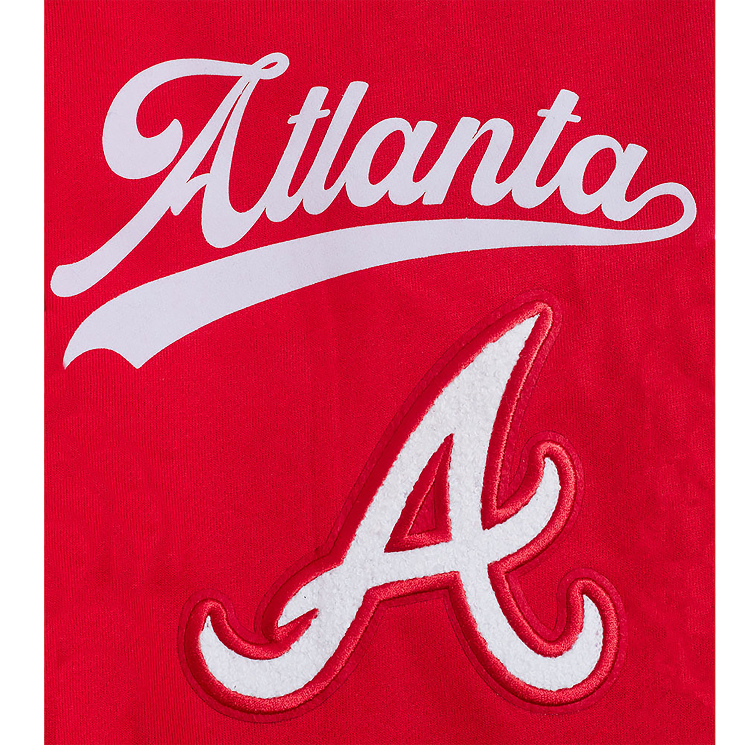 Pro Standard Braves Living Large Drop Shoulder PO Hoodie - Men's - Red/White
