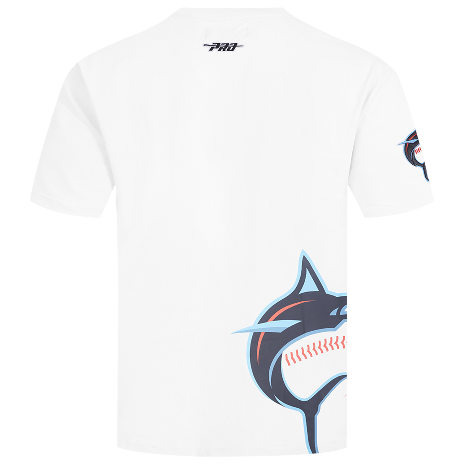Pro Standard Marlins Living Large CJ Drop Shoulder T-Shirt - Men's - White/Black/Blue