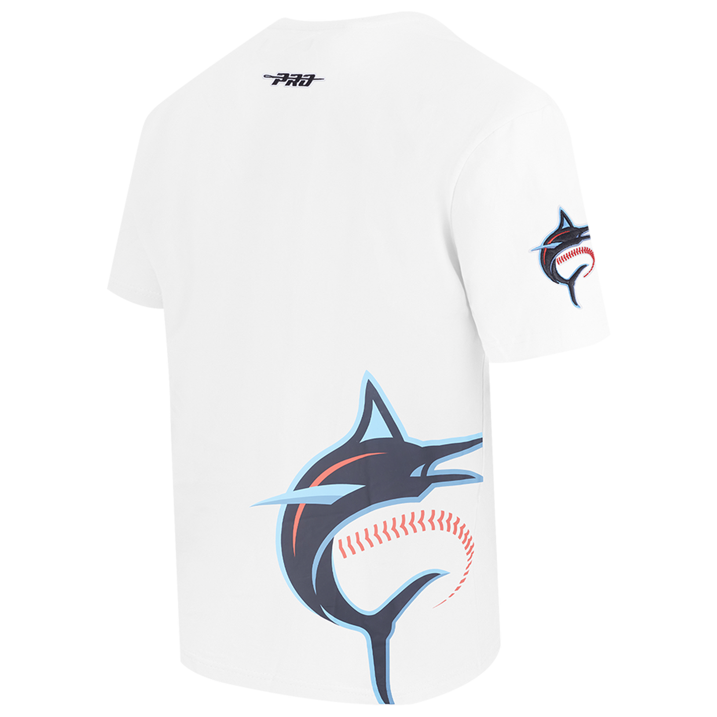 Pro Standard Marlins Living Large CJ Drop Shoulder T-Shirt - Men's - White/Black/Blue