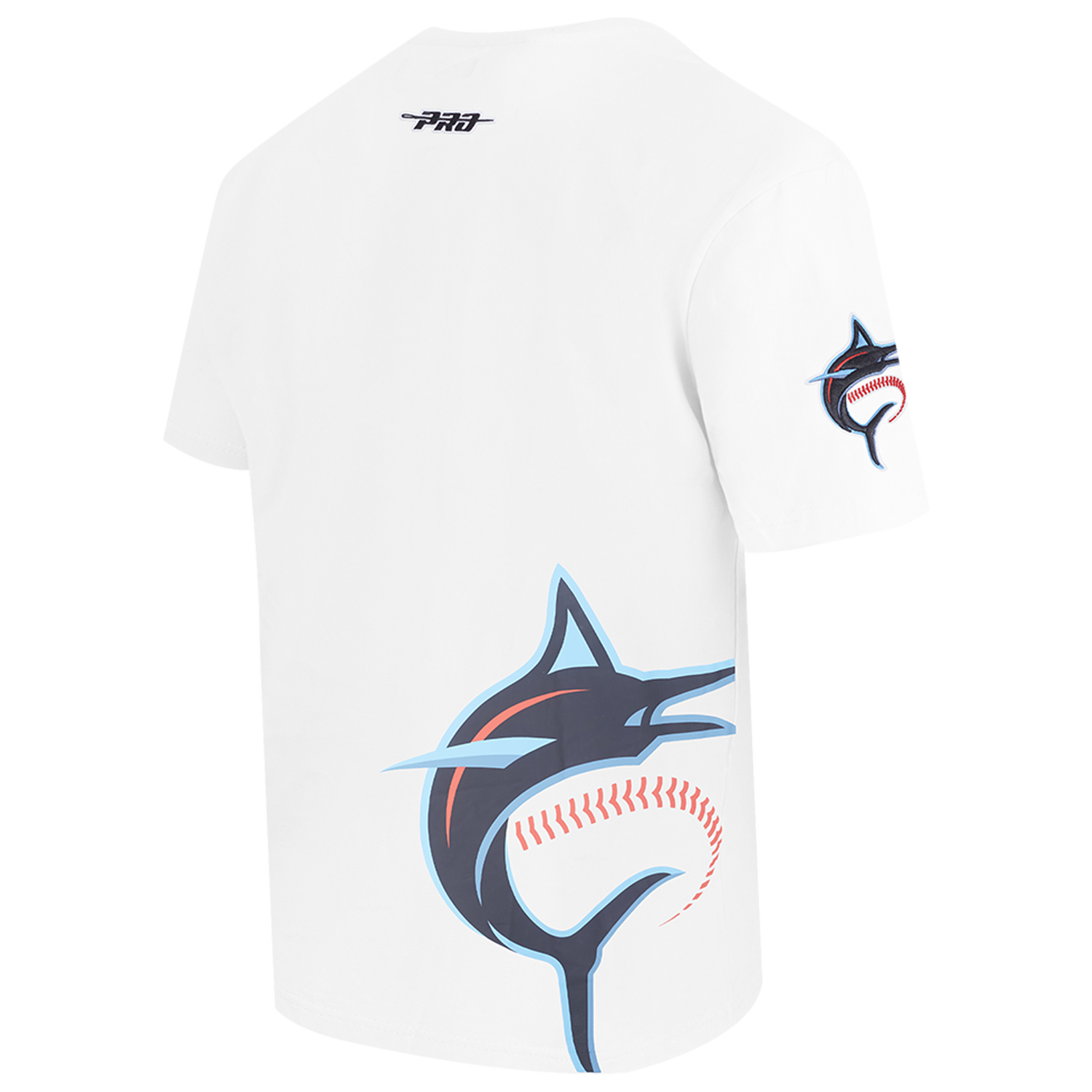 Pro Standard Marlins Living Large CJ Drop Shoulder T-Shirt - Men's - White/Black/Blue