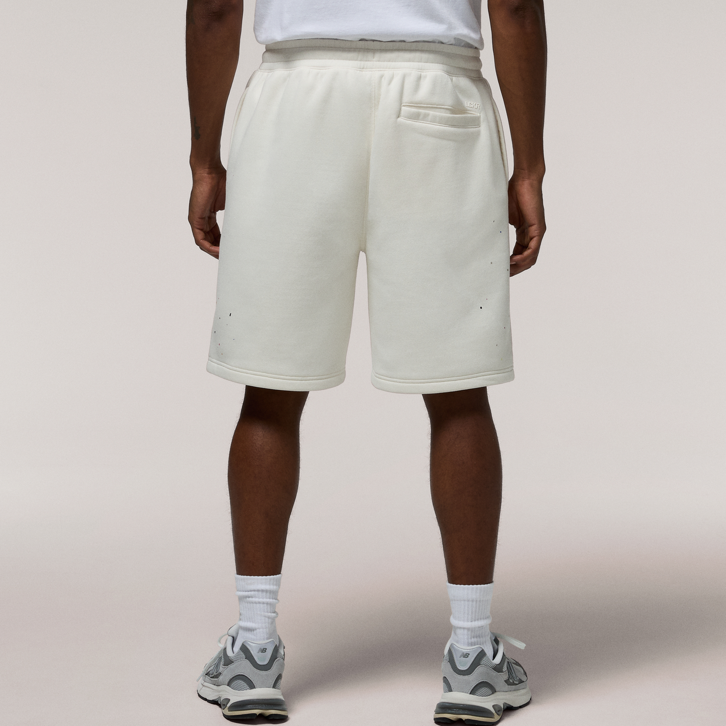 LCKR Bradley Fleece Shorts - Men's - Egret/Paint Splatter