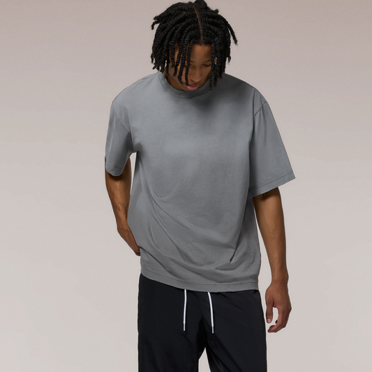 LCKR Heavy Weight Distressed Relaxed Fit T-Shirt - Men's - Charcoal Grey