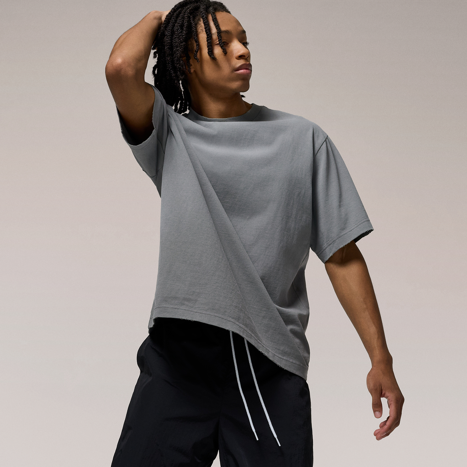 LCKR Heavy Weight Distressed Relaxed Fit T-Shirt - Men's - Charcoal Grey
