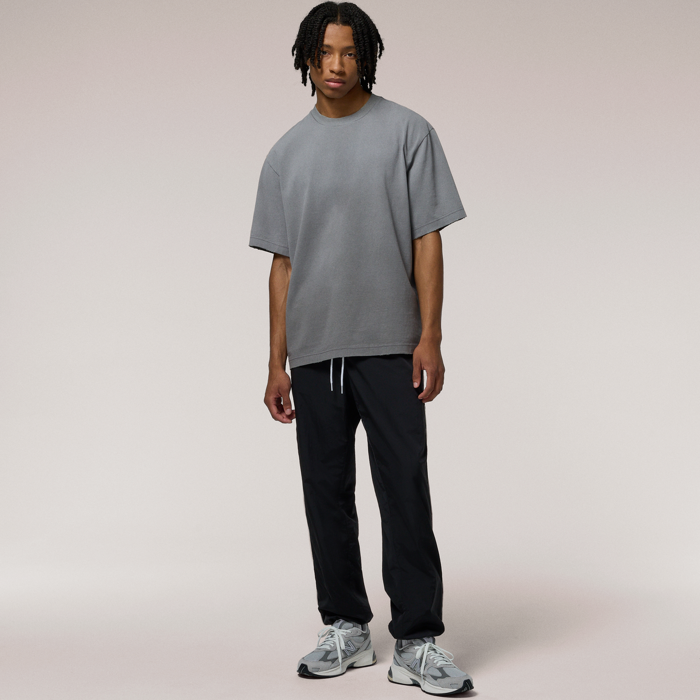 LCKR Heavy Weight Distressed Relaxed Fit T-Shirt - Men's - Charcoal Grey