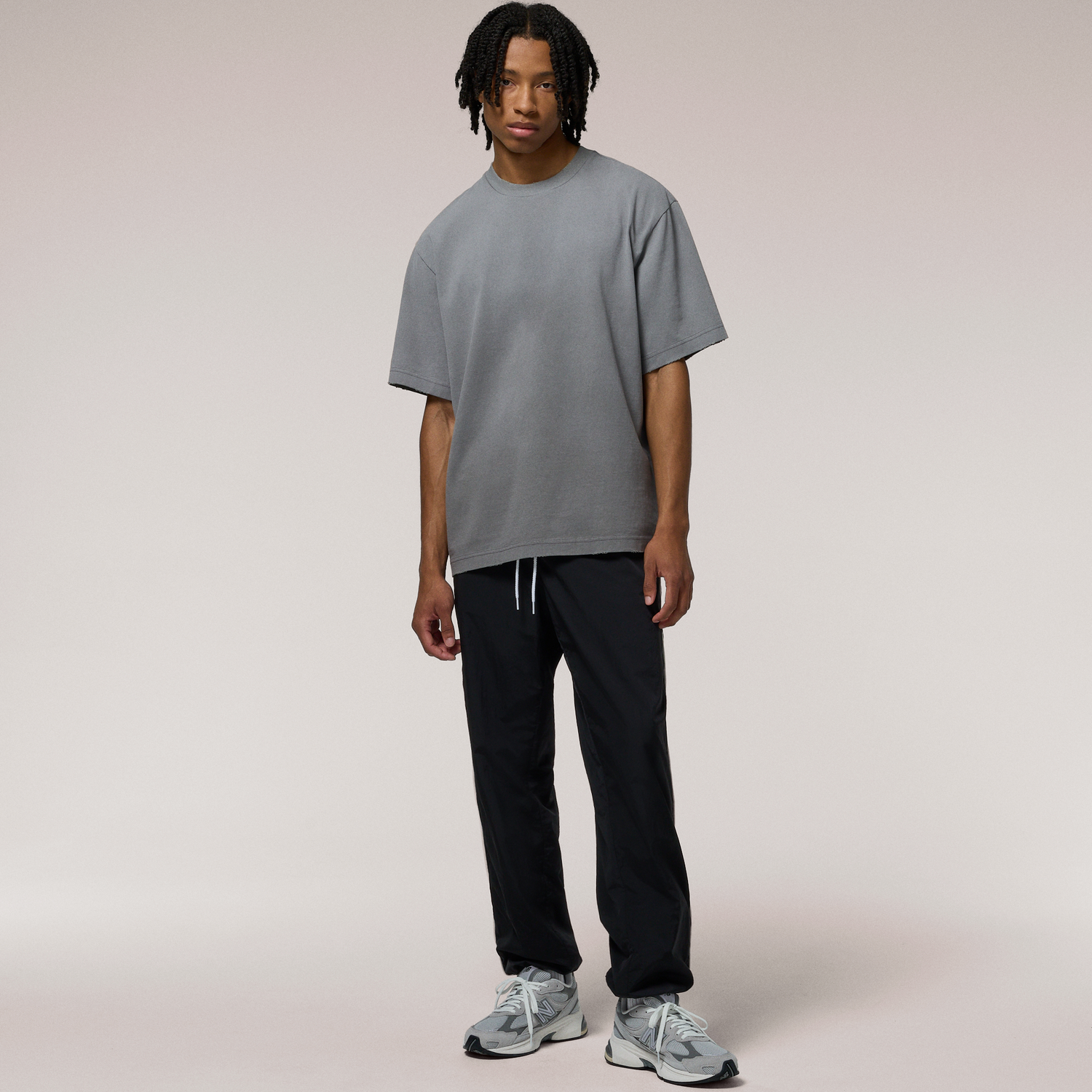 LCKR Heavy Weight Distressed Relaxed Fit T-Shirt - Men's - Charcoal Grey