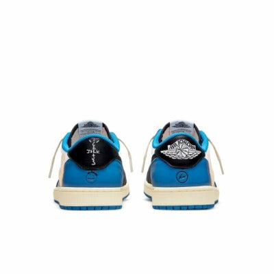 Fragment Design x Travis Scott x Air Jordan 1 Retro Low Sail Black Military Blue