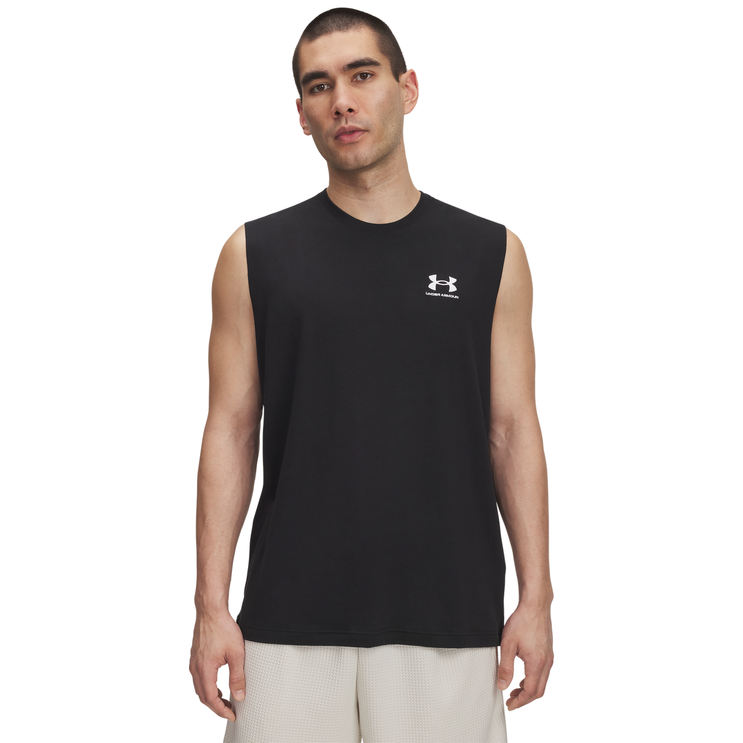 Under Armour Icon Sleeveless Tank - Men's - Black/White