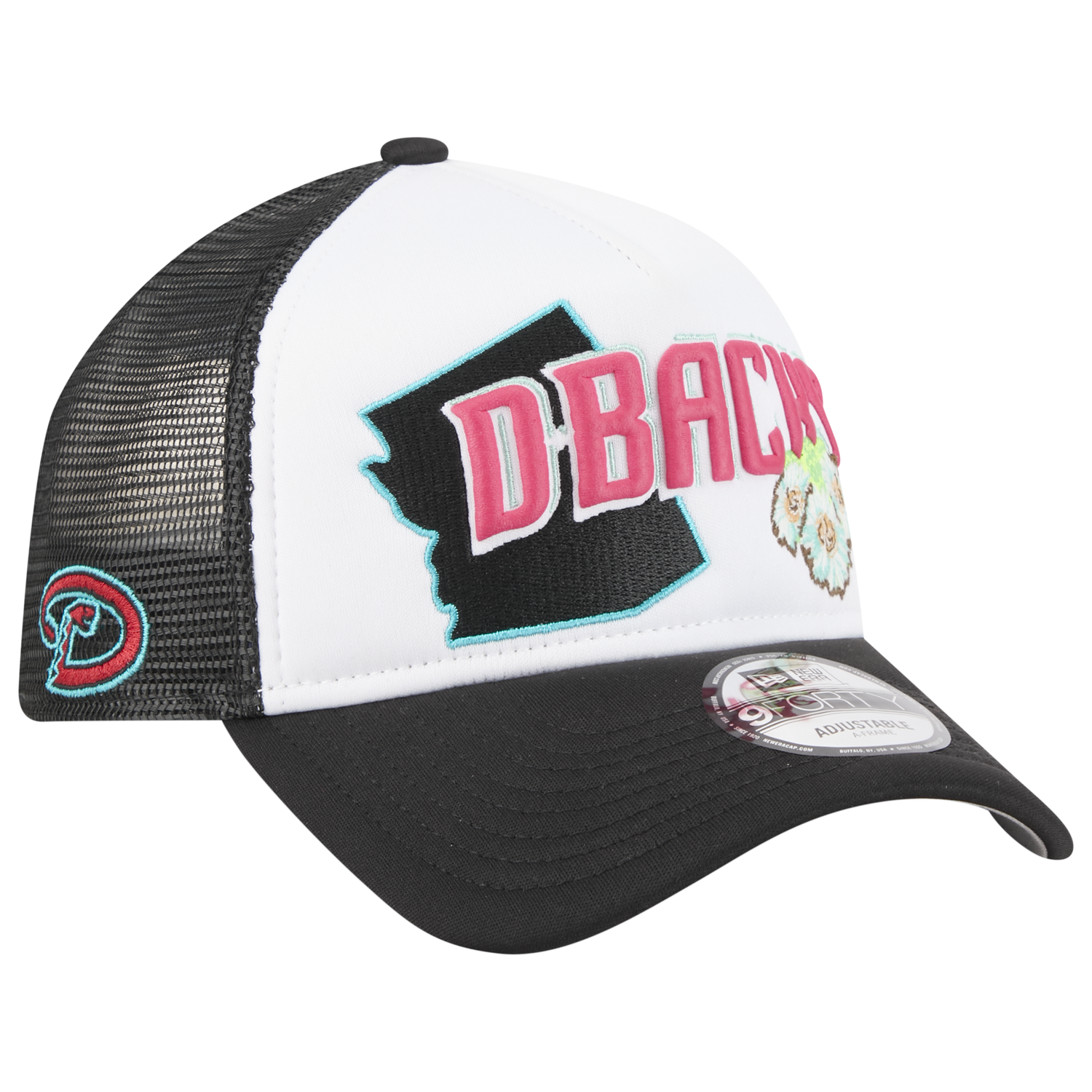 New Era Diamondbacks State Flower Cap - Men's - White/Black