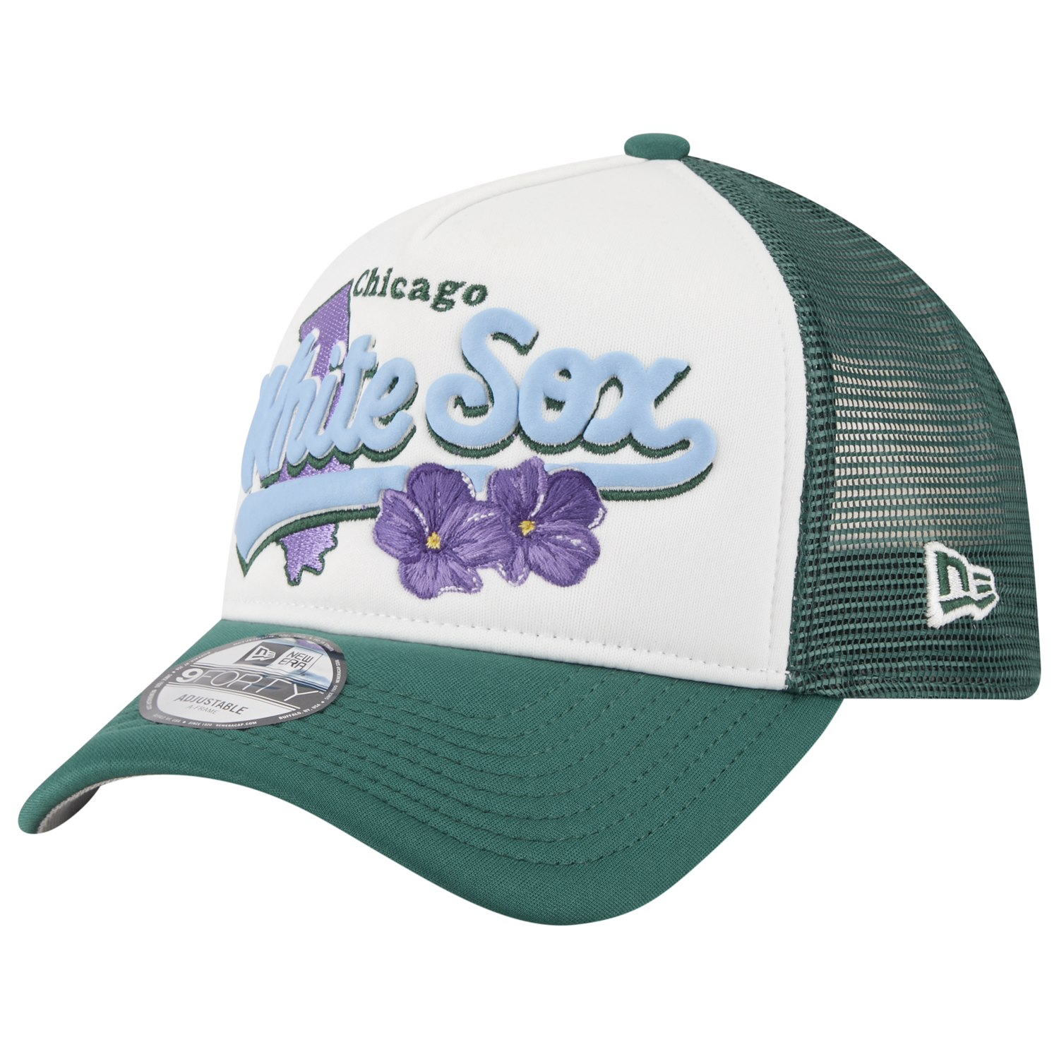 New Era White Sox State Flower Cap - Men's - White/Green