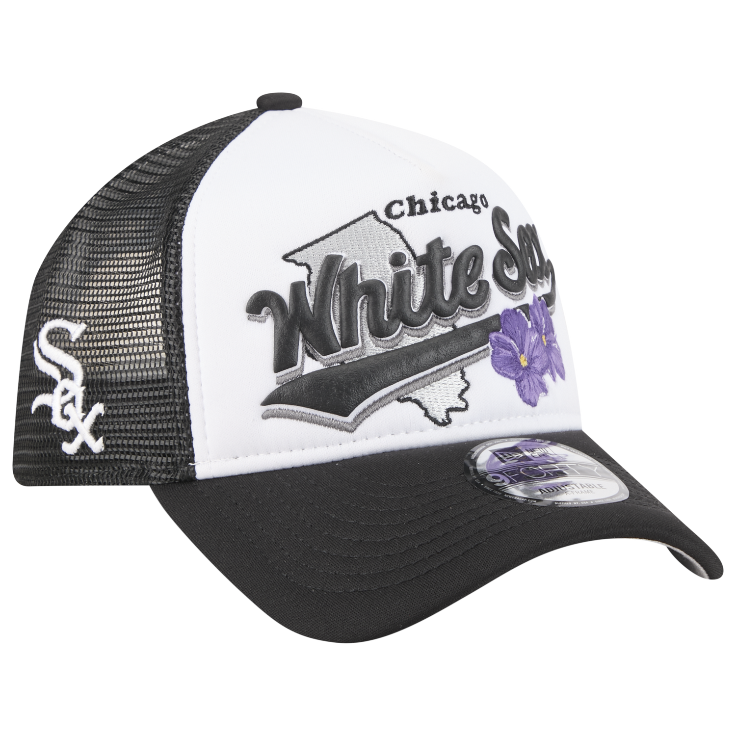 New Era White Sox State Flower Cap - Men's - White/Black