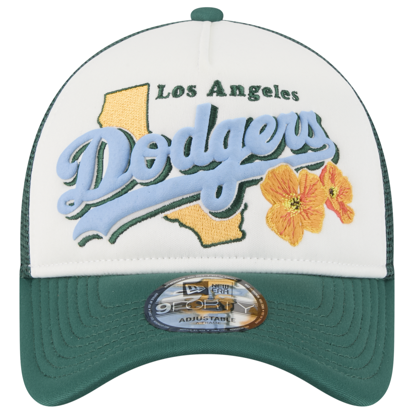 New Era Dodgers State Flower Cap - Men's - White/Green
