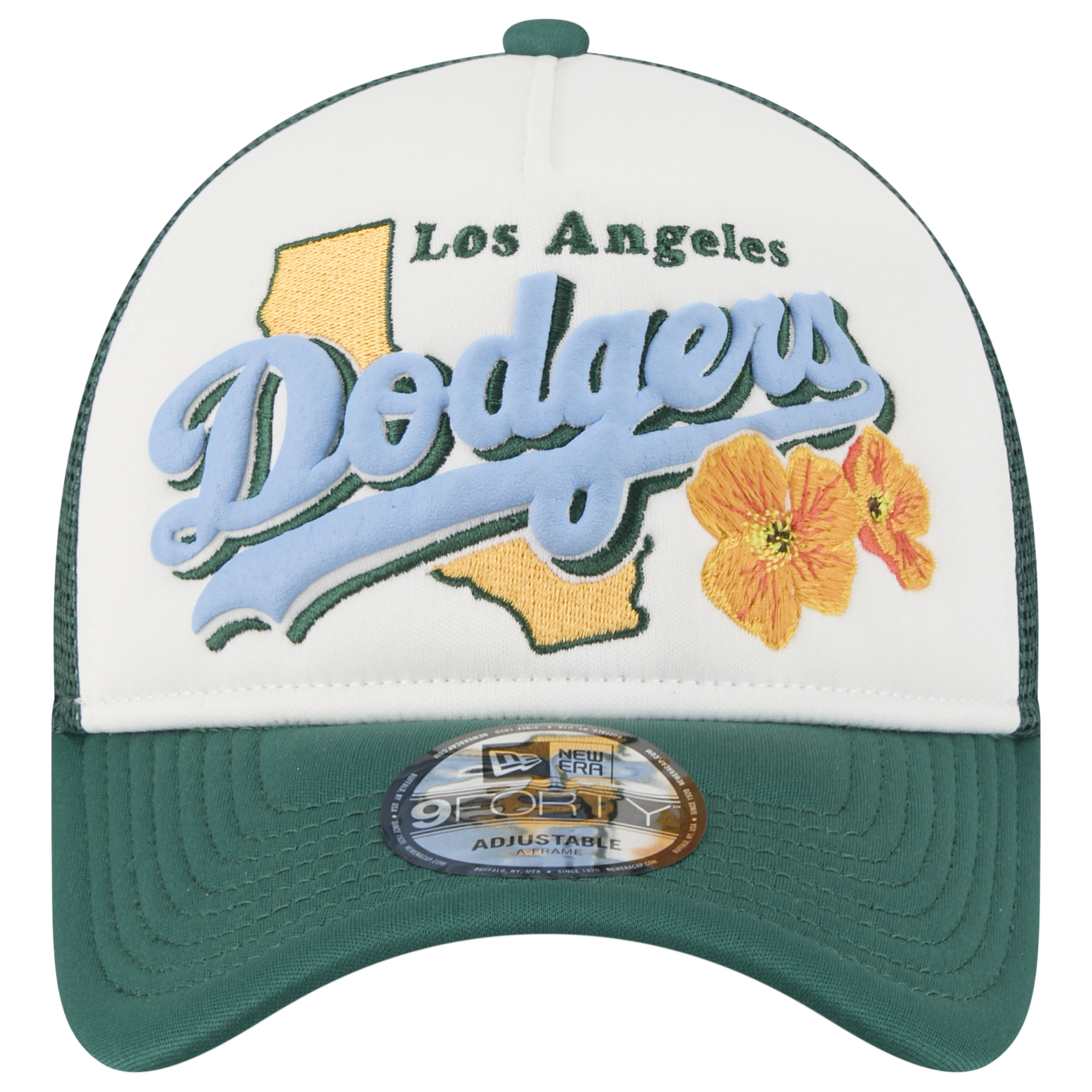 New Era Dodgers State Flower Cap - Men's - White/Green