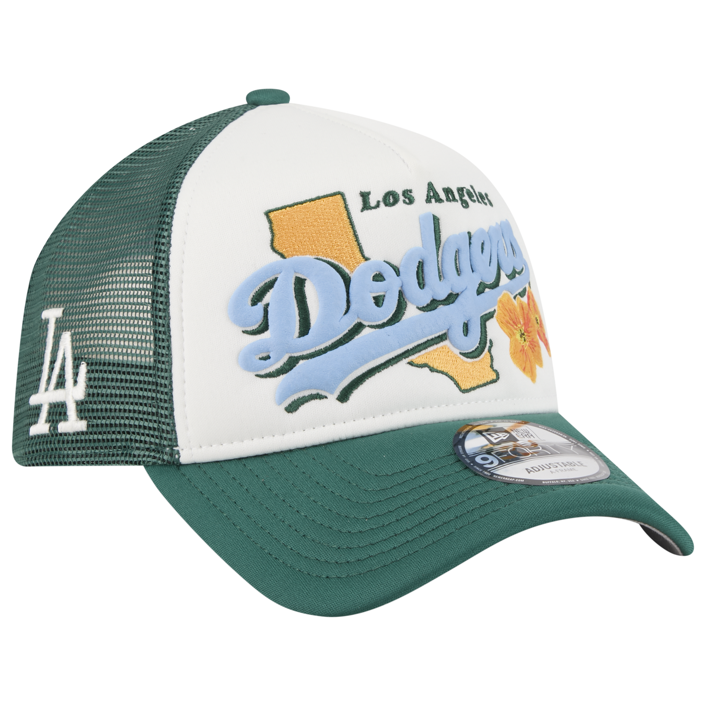 New Era Dodgers State Flower Cap - Men's - White/Green