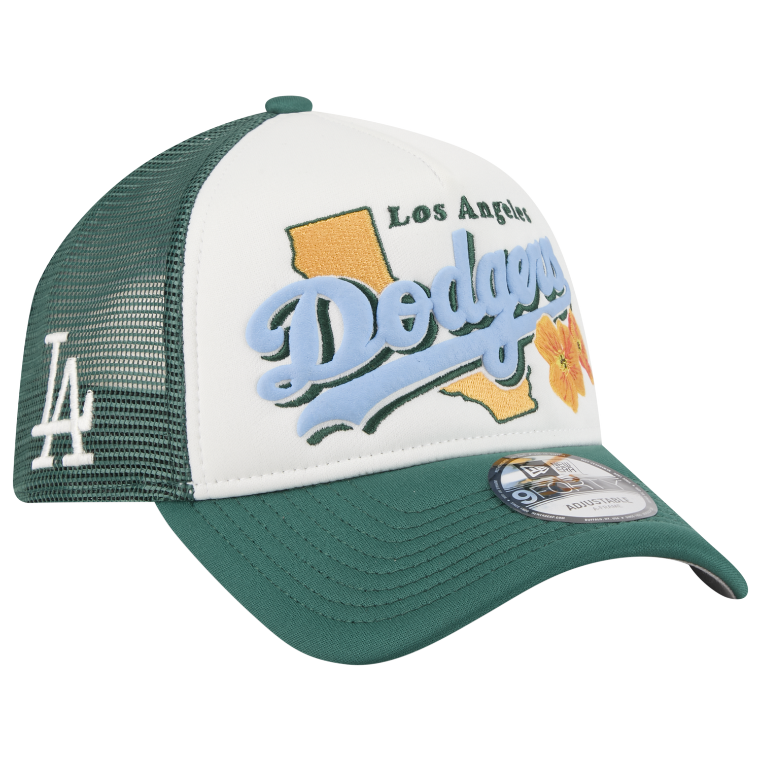 New Era Dodgers State Flower Cap - Men's - White/Green