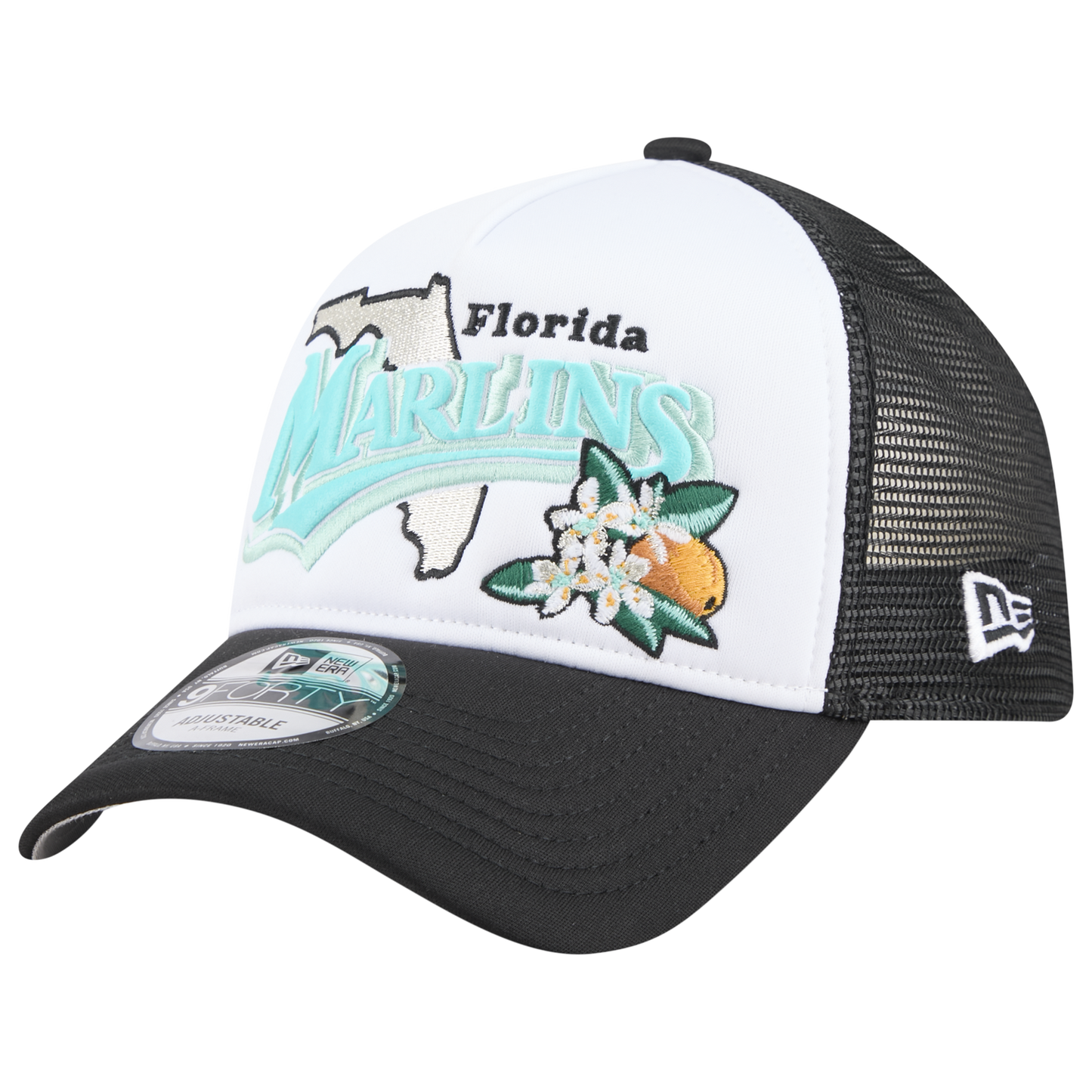 New Era Marlins State Flower Cap - Men's - Teal/White