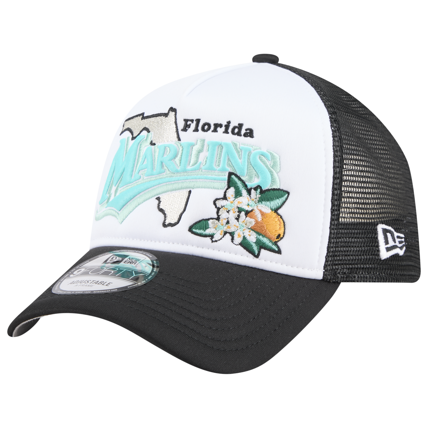New Era Marlins State Flower Cap - Men's - Teal/White