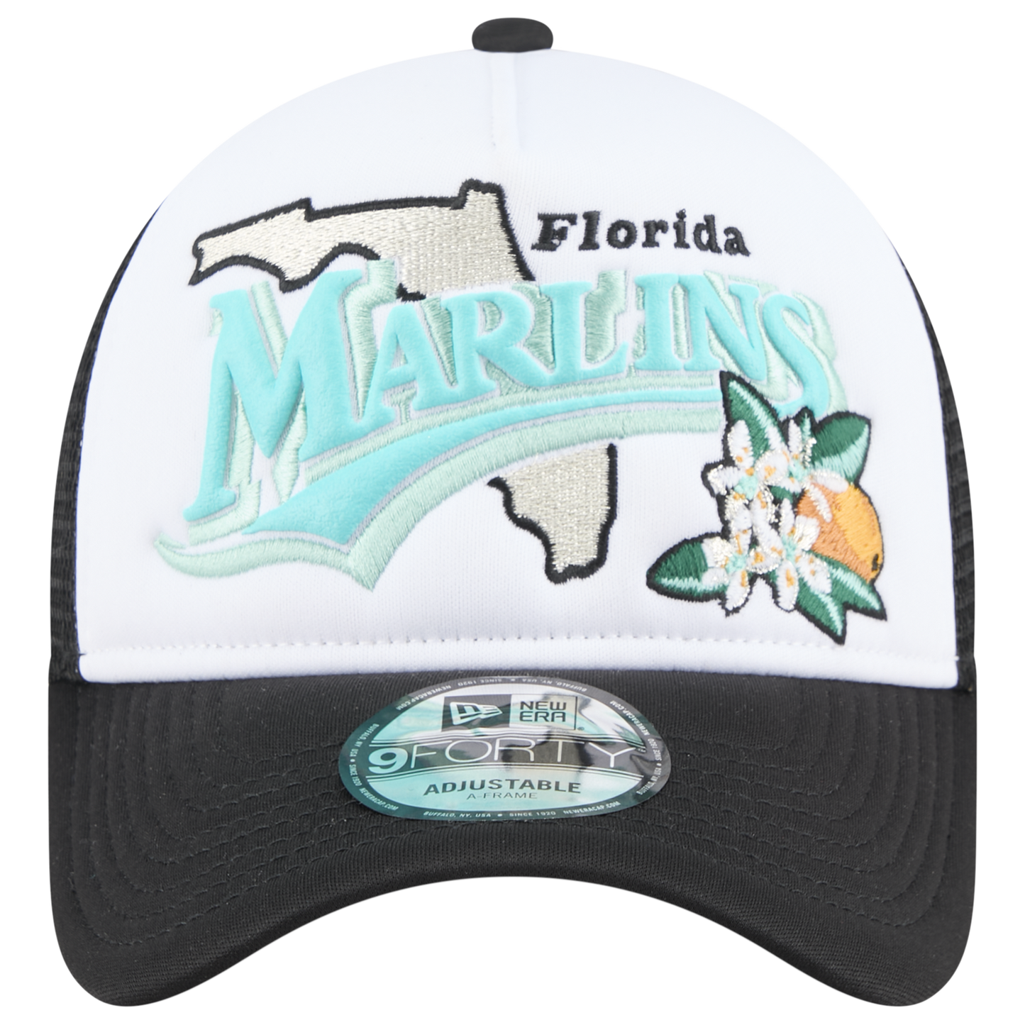 New Era Marlins State Flower Cap - Men's - Teal/White