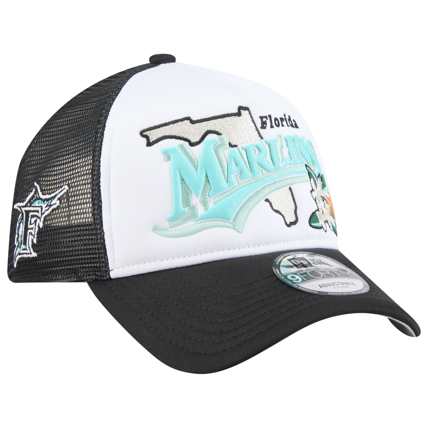 New Era Marlins State Flower Cap - Men's - Teal/White