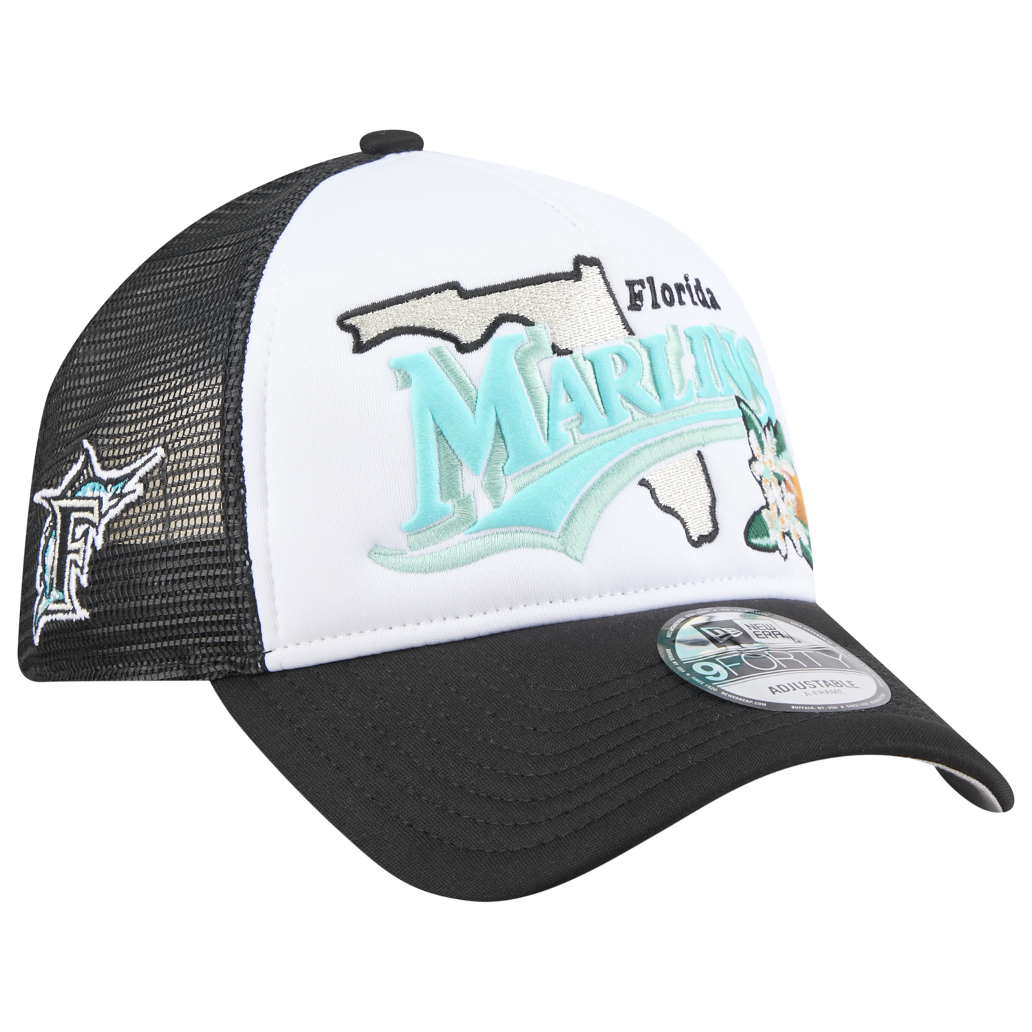 New Era Marlins State Flower Cap - Men's - Teal/White